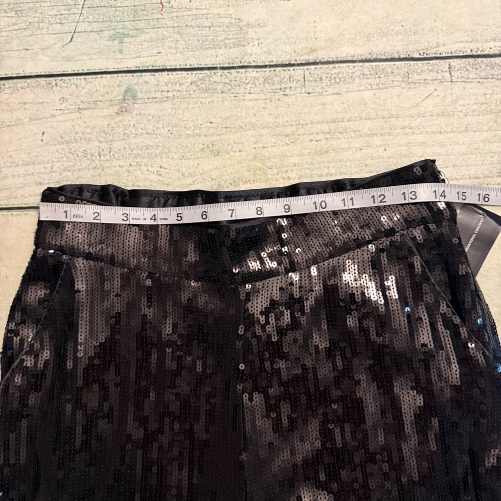 NWT INC black sequins pull on side zipper formal concert party pants. M - Picture 4 of 8